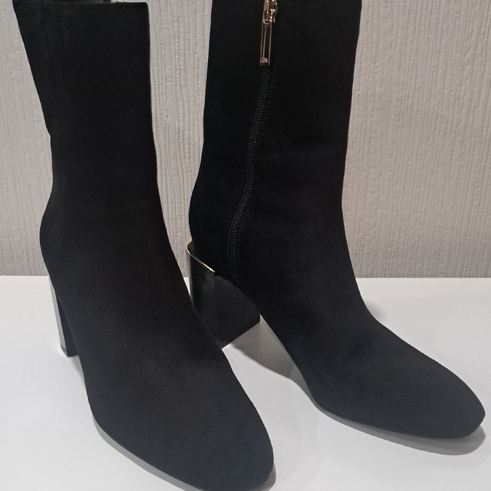 Zara Black block Heeled Boots